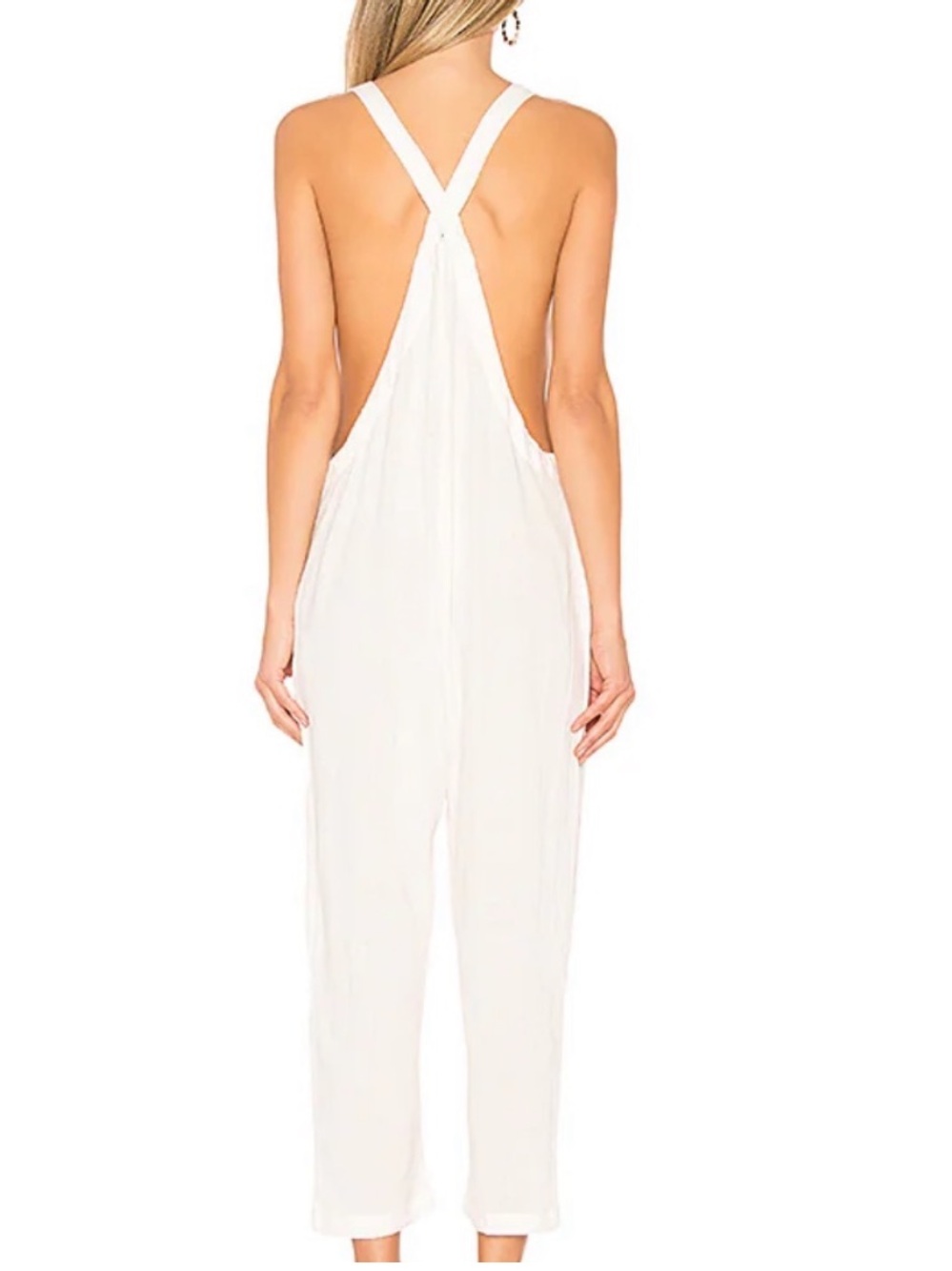 MIKOH Sayama Criss Cross Back Jumpsuit in Bone Revolve Brand Sz LARGE Angelcore - Picture 4 of 13